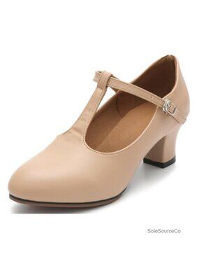 Women's T-Strap Character Dance Shoes Heels 2" PU Latin Salsa Ballroom